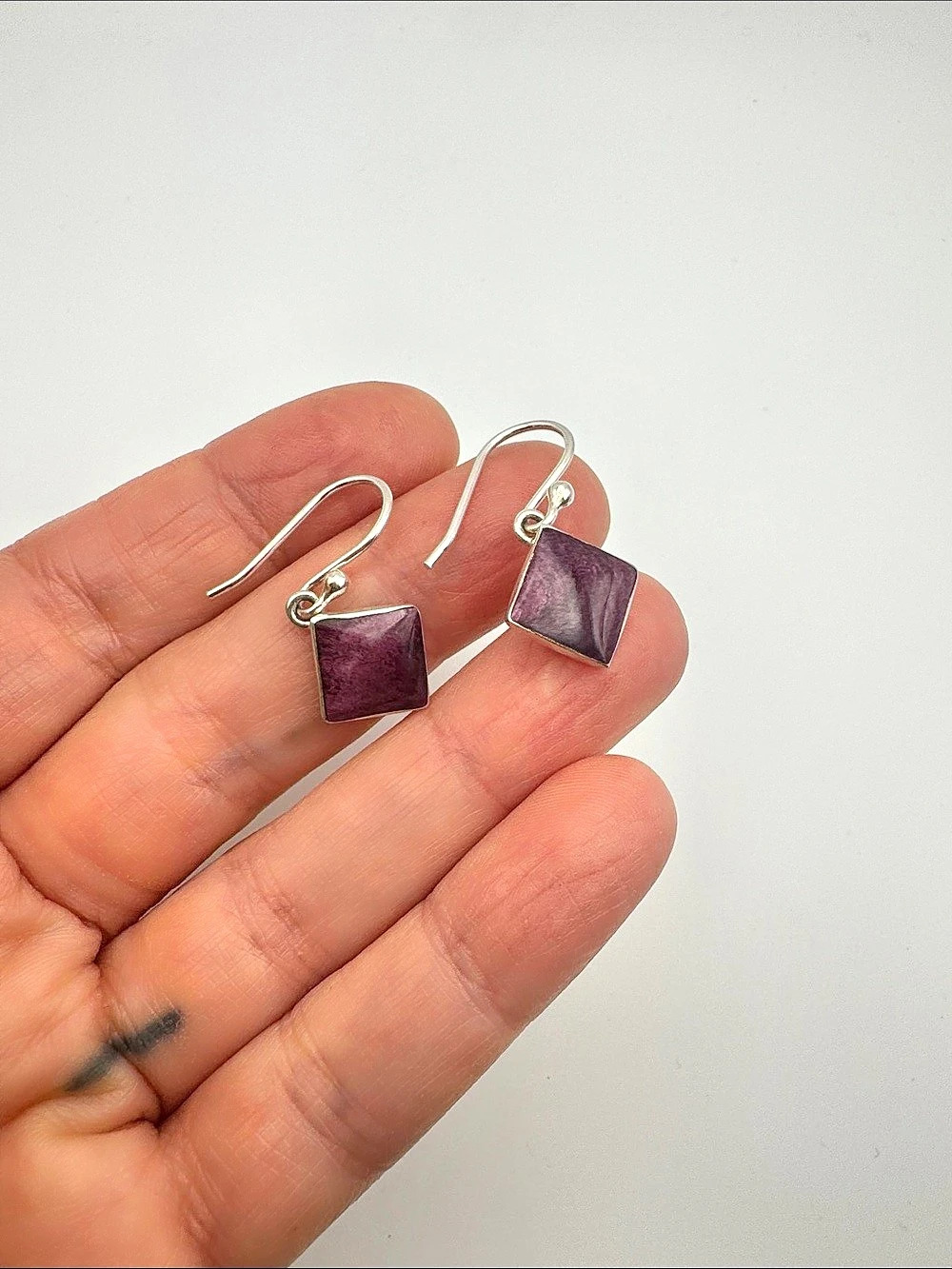 Purple Square Drop Earrings 950 Like New